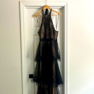 LUXXEL Lace Tier Maxi Dress - US S - Black